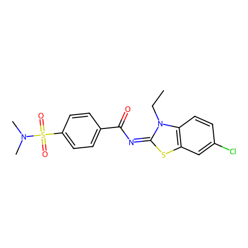 N-(6-chloro-3-ethyl-1,3-benzothiazol-2-ylidene)-4-(dimethylsulfamoyl)benzamide structure