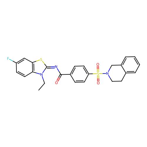 (E)-4-((3,4-dihydroisoquinolin-2(1H)-yl)sulfonyl)-N-(3-ethyl-6-fluorobenzo[d]thiazol-2(3H)-ylidene)benzamide structure