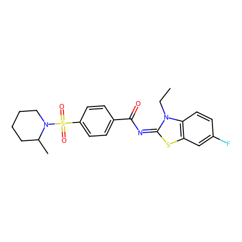 (E)-N-(3-ethyl-6-fluorobenzo[d]thiazol-2(3H)-ylidene)-4-((2-methylpiperidin-1-yl)sulfonyl)benzamide structure