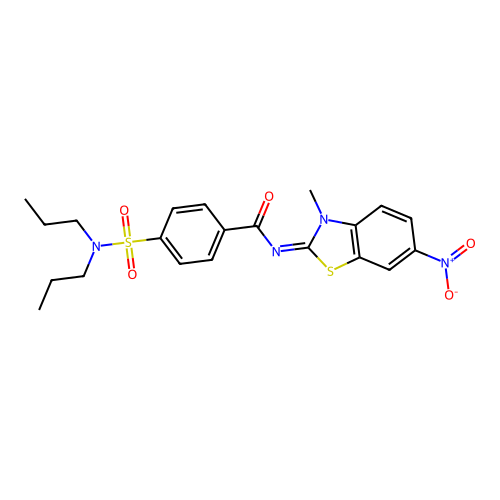 4-(dipropylsulfamoyl)-N-(3-methyl-6-nitro-1,3-benzothiazol-2-ylidene)benzamide structure