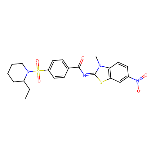 (Z)-4-((2-ethylpiperidin-1-yl)sulfonyl)-N-(3-methyl-6-nitrobenzo[d]thiazol-2(3H)-ylidene)benzamide structure