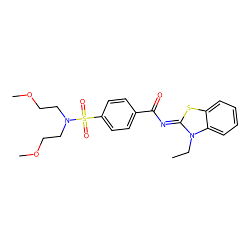 4-[bis(2-methoxyethyl)sulfamoyl]-N-(3-ethyl-1,3-benzothiazol-2-ylidene)benzamide structure