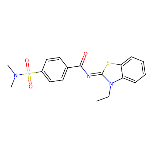 4-(dimethylsulfamoyl)-N-(3-ethyl-1,3-benzothiazol-2-ylidene)benzamide structure