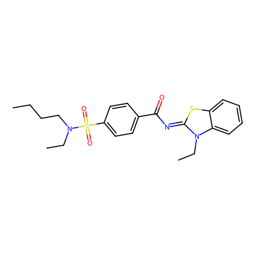 4-[butyl(ethyl)sulfamoyl]-N-(3-ethyl-1,3-benzothiazol-2-ylidene)benzamide structure