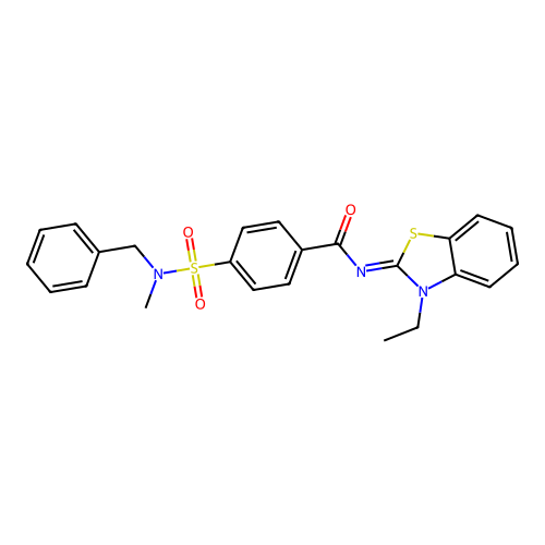 4-[benzyl(methyl)sulfamoyl]-N-(3-ethyl-1,3-benzothiazol-2-ylidene)benzamide structure