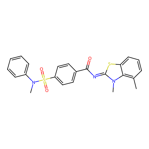 N-(3,4-dimethyl-1,3-benzothiazol-2-ylidene)-4-[methyl(phenyl)sulfamoyl]benzamide structure