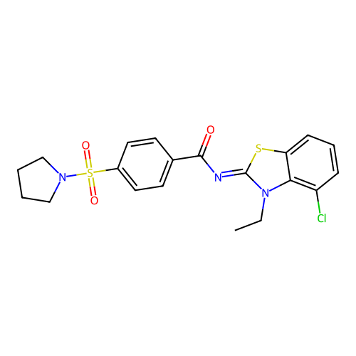 N-(4-chloro-3-ethyl-benzothiazol-2-ylidene)-4-pyrrolidin-1-ylsulfonyl-benzamide structure