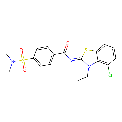 N-(4-chloro-3-ethyl-1,3-benzothiazol-2-ylidene)-4-(dimethylsulfamoyl)benzamide structure