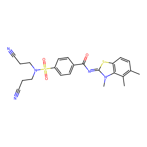 (E)-4-(N,N-bis(2-cyanoethyl)sulfamoyl)-N-(3,4,5-trimethylbenzo[d]thiazol-2(3H)-ylidene)benzamide structure