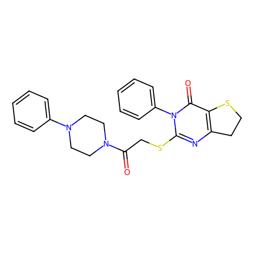 2-((2-oxo-2-(4-phenylpiperazin-1-yl)ethyl)thio)-3-phenyl-6,7-dihydrothieno[3,2-d]pyrimidin-4(3H)-one structure