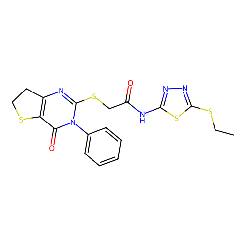 N-(5-(ethylthio)-1,3,4-thiadiazol-2-yl)-2-((4-oxo-3-phenyl-3,4,6,7-tetrahydrothieno[3,2-d]pyrimidin-2-yl)thio)acetamide structure
