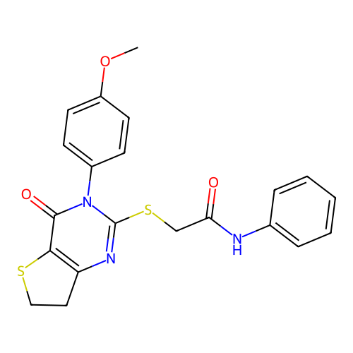 2-[[3-(4-methoxyphenyl)-4-oxo-6,7-dihydrothieno[3,2-d]pyrimidin-2-yl]sulfanyl]-N-phenylacetamide structure