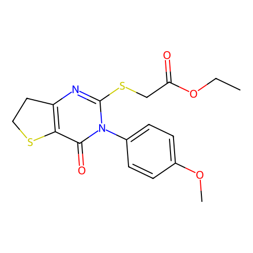 ethyl 2-[[3-(4-methoxyphenyl)-4-oxo-6,7-dihydrothieno[3,2-d]pyrimidin-2-yl]sulfanyl]acetate structure