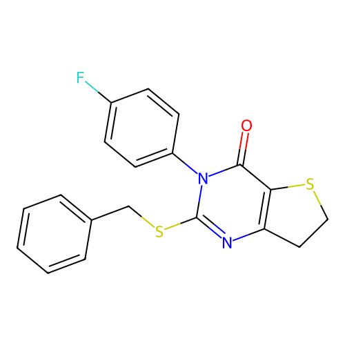 2-(benzylthio)-3-(4-fluorophenyl)-6,7-dihydrothieno[3,2-d]pyrimidin-4(3H)-one structure