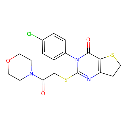 3-(4-chlorophenyl)-2-{[2-(morpholin-4-yl)-2-oxoethyl]sulfanyl}-3H,4H,6H,7H-thieno[3,2-d]pyrimidin-4-one structure