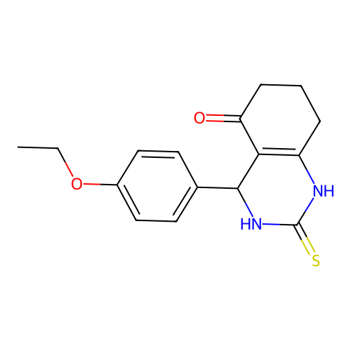 4-(4-ethoxyphenyl)-2-thioxo-1,2,3,4,7,8-hexahydroquinazolin-5(6H)-one structure