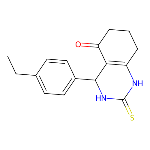 4-(4-ethylphenyl)-2-thioxo-1,2,3,4,7,8-hexahydroquinazolin-5(6H)-one structure