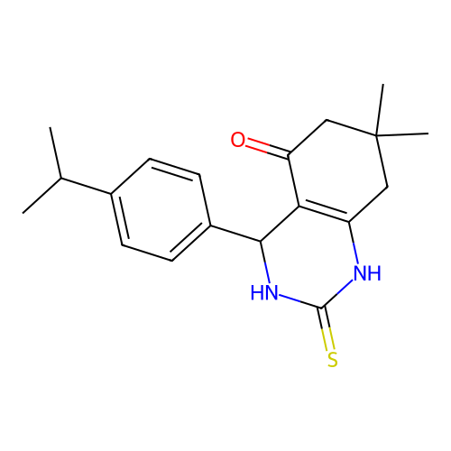 4-(4-isopropylphenyl)-7,7-dimethyl-2-thioxo-1,2,3,4,7,8-hexahydroquinazolin-5(6H)-one structure