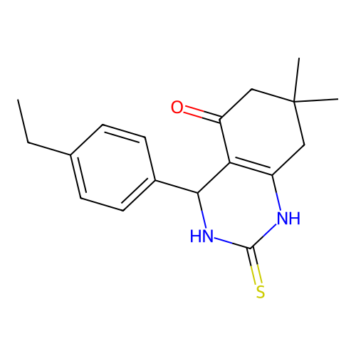 4-(4-ethylphenyl)-7,7-dimethyl-2-sulfanylidene-3,4,6,8-tetrahydro-1H-quinazolin-5-one structure