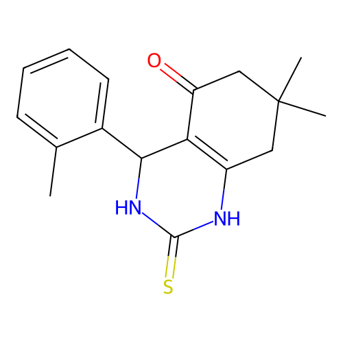 7,7-dimethyl-4-(2-methylphenyl)-2-sulfanylidene-3,4,6,8-tetrahydro-1H-quinazolin-5-one structure