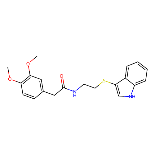 2-(3,4-dimethoxyphenyl)-N-[2-(1H-indol-3-ylsulfanyl)ethyl]acetamide structure