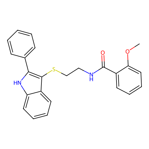 2-methoxy-N-{2-[(2-phenyl-1H-indol-3-yl)sulfanyl]ethyl}benzamide structure