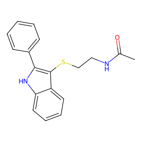 N-(2-((2-phenyl-1H-indol-3-yl)thio)ethyl)acetamide structure