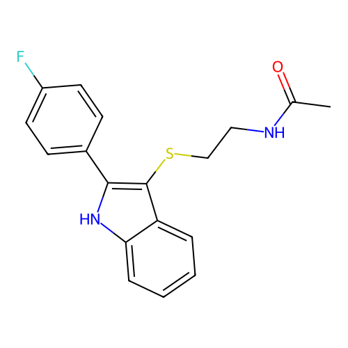 N-[2-[[2-(4-fluorophenyl)-1H-indol-3-yl]sulfanyl]ethyl]acetamide structure