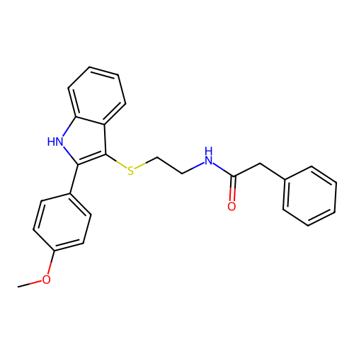 N-(2-{[2-(4-methoxyphenyl)-1H-indol-3-yl]sulfanyl}ethyl)-2-phenylacetamide structure