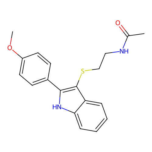N-(2-((2-(4-methoxyphenyl)-1H-indol-3-yl)thio)ethyl)acetamide structure