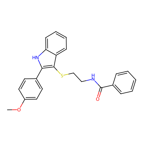 N-(2-{[2-(4-methoxyphenyl)-1H-indol-3-yl]sulfanyl}ethyl)benzamide structure