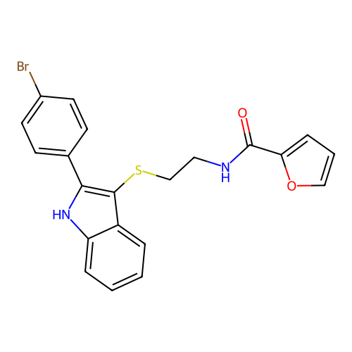 N-(2-{[2-(4-bromophenyl)-1H-indol-3-yl]sulfanyl}ethyl)furan-2-carboxamide structure