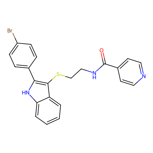 N-(2-{[2-(4-Bromophenyl)-1H-indol-3-YL]sulfanyl}ethyl)pyridine-4-carboxamide structure
