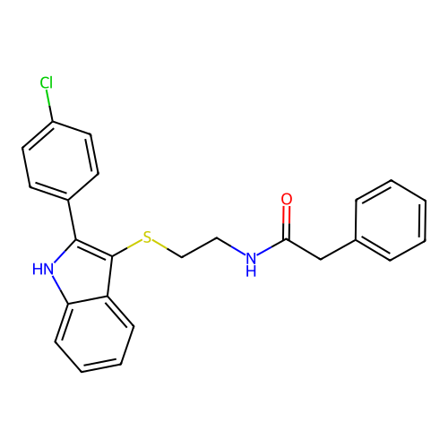 N-(2-{[2-(4-chlorophenyl)-1H-indol-3-yl]sulfanyl}ethyl)-2-phenylacetamide structure