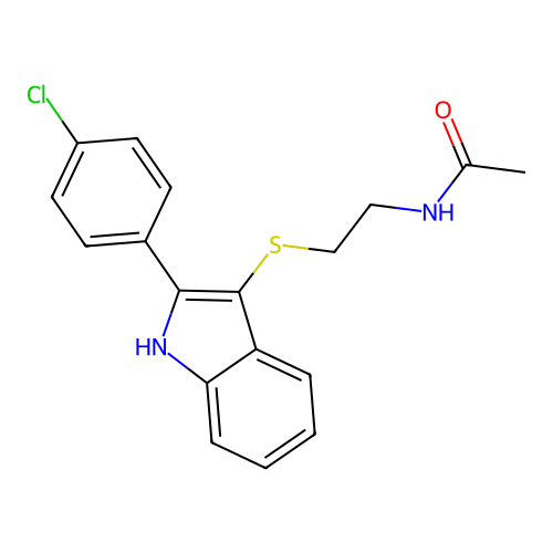 N-(2-{[2-(4-chlorophenyl)-1H-indol-3-yl]sulfanyl}ethyl)acetamide structure