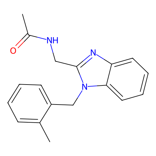 N-({1-[(2-methylphenyl)methyl]benzimidazol-2-yl}methyl)acetamide structure