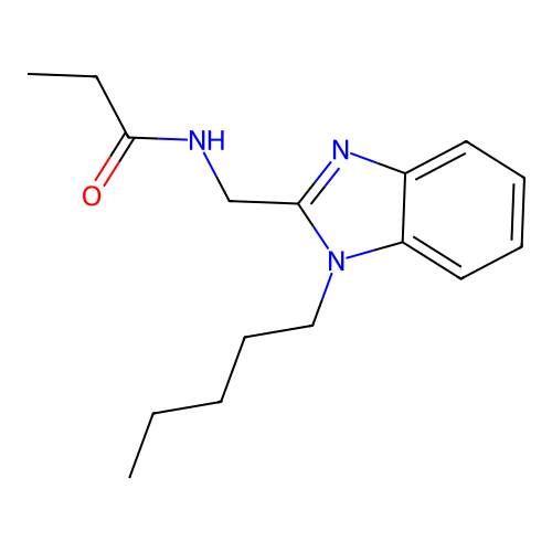 N-[(1-pentylbenzimidazol-2-yl)methyl]propanamide structure