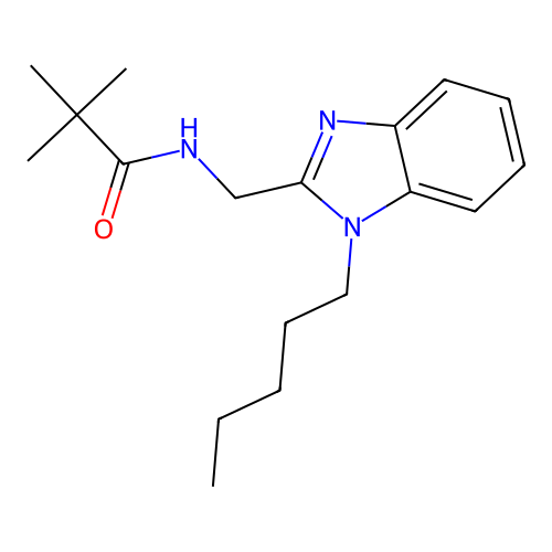 2,2-dimethyl-N-[(1-pentylbenzimidazol-2-yl)methyl]propanamide structure