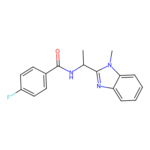 4-fluoro-N-(1-(1-methyl-1H-benzo[d]imidazol-2-yl)ethyl)benzamide structure