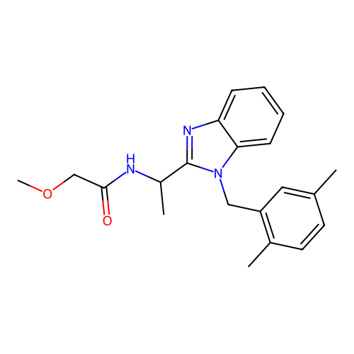 N-[1-[1-[(2,5-dimethylphenyl)methyl]benzimidazol-2-yl]ethyl]-2-methoxyacetamide structure
