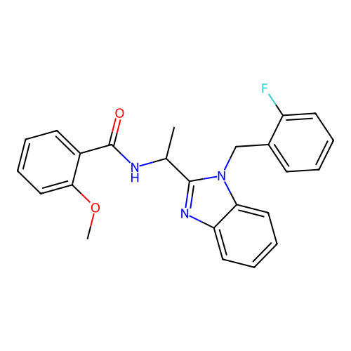 N-[1-[1-[(2-fluorophenyl)methyl]benzimidazol-2-yl]ethyl]-2-methoxybenzamide structure