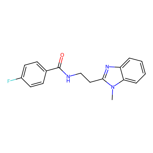 4-fluoro-N-[2-(1-methyl-1H-benzimidazol-2-yl)ethyl]benzamide structure