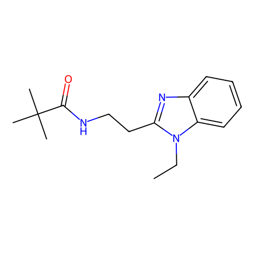 N-[2-(1-ethylbenzimidazol-2-yl)ethyl]-2,2-dimethylpropanamide structure