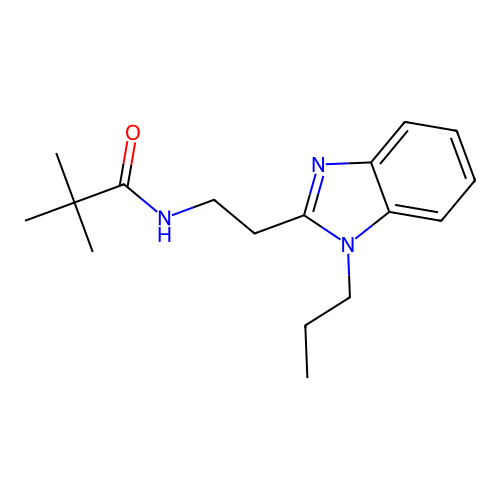 2,2-dimethyl-N-[2-(1-propylbenzimidazol-2-yl)ethyl]propanamide structure