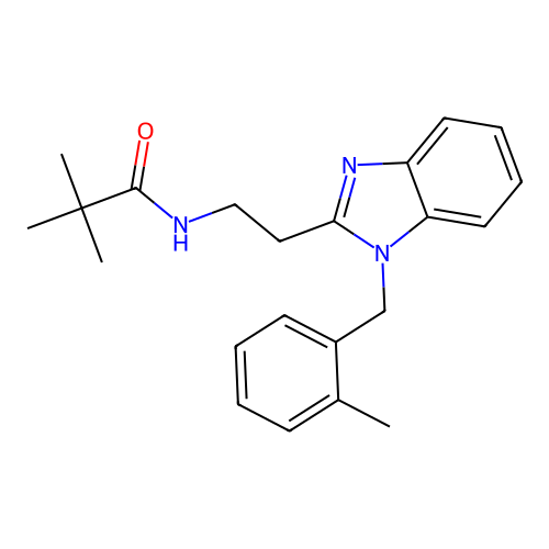2,2-dimethyl-N-{2-[1-(2-methylbenzyl)-1H-benzimidazol-2-yl]ethyl}propanamide structure