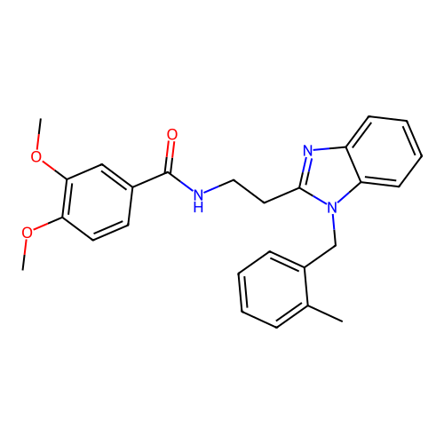 3,4-dimethoxy-N-[2-[1-[(2-methylphenyl)methyl]benzimidazol-2-yl]ethyl]benzamide structure