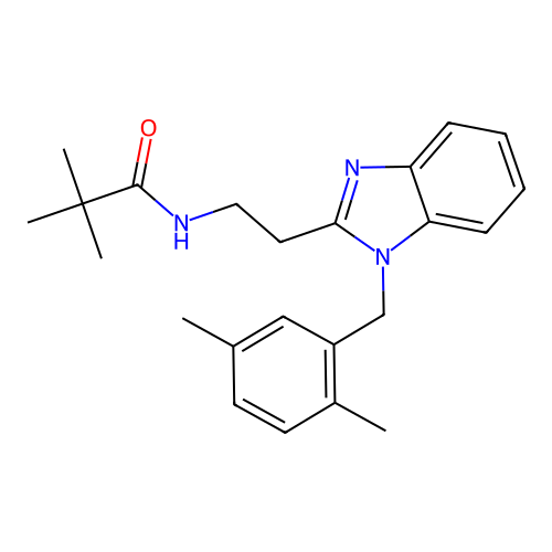 N-{2-[1-(2,5-dimethylbenzyl)-1H-benzimidazol-2-yl]ethyl}-2,2-dimethylpropanamide structure