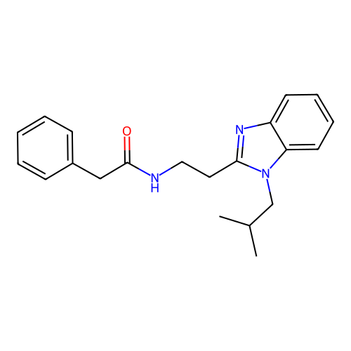 N-[2-[1-(2-methylpropyl)benzimidazol-2-yl]ethyl]-2-phenylacetamide structure