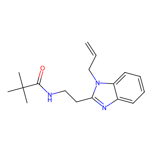 2,2-dimethyl-N-[2-(1-prop-2-enylbenzimidazol-2-yl)ethyl]propanamide structure