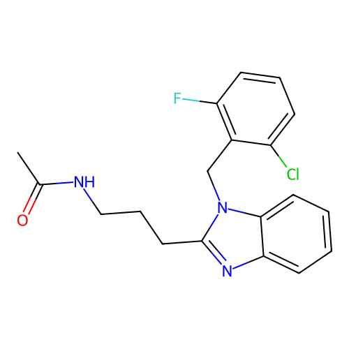 N-(3-{1-[(2-chloro-6-fluorophenyl)methyl]benzimidazol-2-yl}propyl)acetamide structure